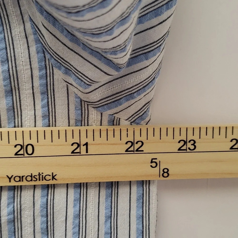 Loft Blouse Blue White Stripes Women  Long Sleeve Cottage Prairie Minimalist Lg - Picture 12 of 13